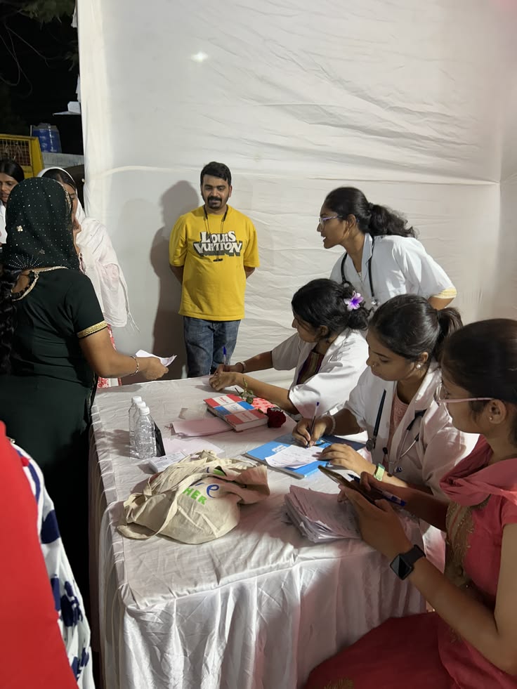 People registering at a community medical camp